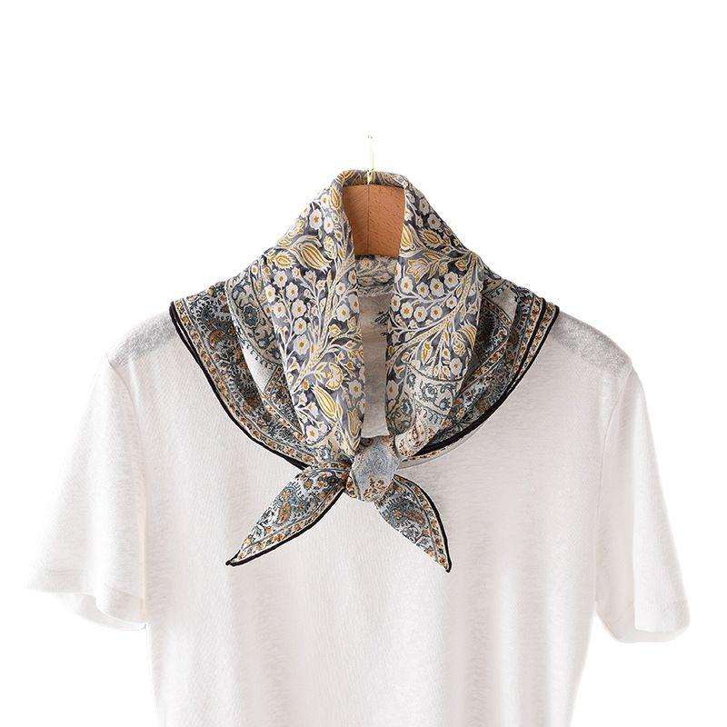 Spring and summer new French light luxury silk georgette silk scarf women's versatile fashion high-end mulberry silk square scarf shawl