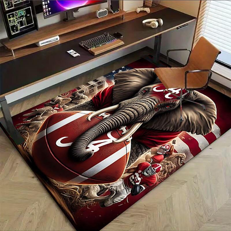 1PC Alabama Crimson Tide Extra Large Non Slip Floor carpet, Office, family, bedroom Large Area Rug Indoor Rugs, Vibrant Colors