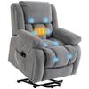 Recliner Armchair Lift Chair, Electric Recliner Chair with Vibration Massage and Heat, Wide Seat, USB Port, Light Grey