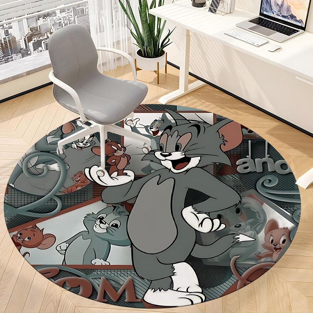 1pc Tom Jerry Office Round Area Rug, Under Office Chairs Bedroom Living Room Home Decor, Room Deco, Available in Various Sizes098