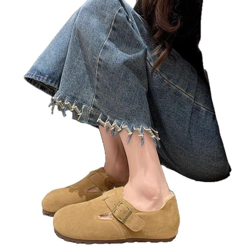 Flat Soft Wool Birken Shoes, Women's Fleece Warm Bean Shoes, New Wool Cotton Shoes