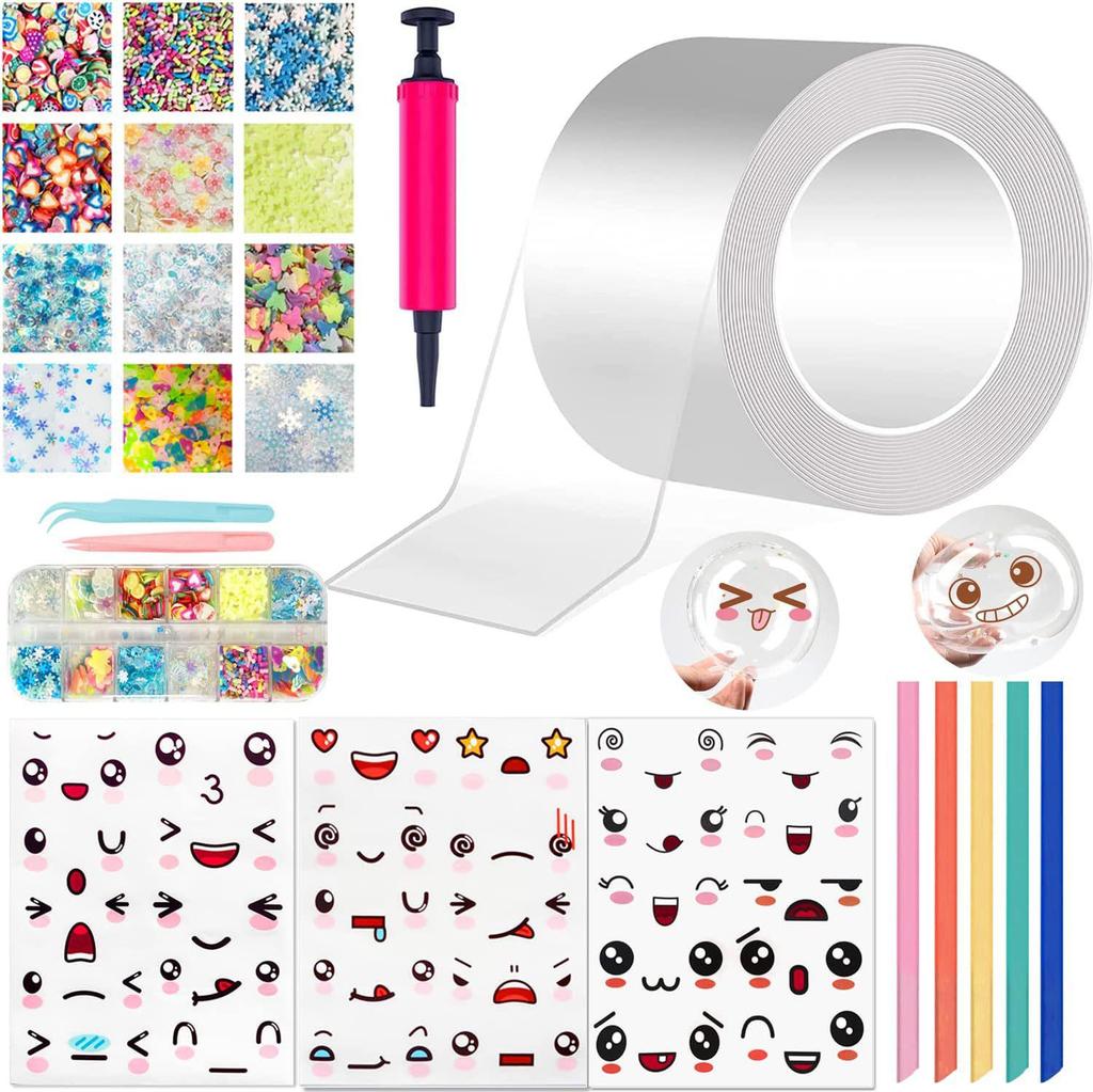 Nano Glue DIY Bubble Blowing Kit with Strong Sticky Double-Sided Tape and Decompression Toy