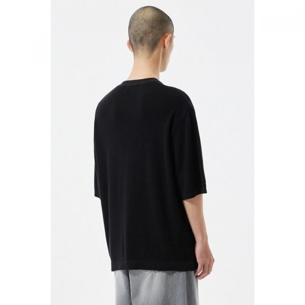 Customellow Black Soft Half Round Neck Sweater Cwwam25421bkx