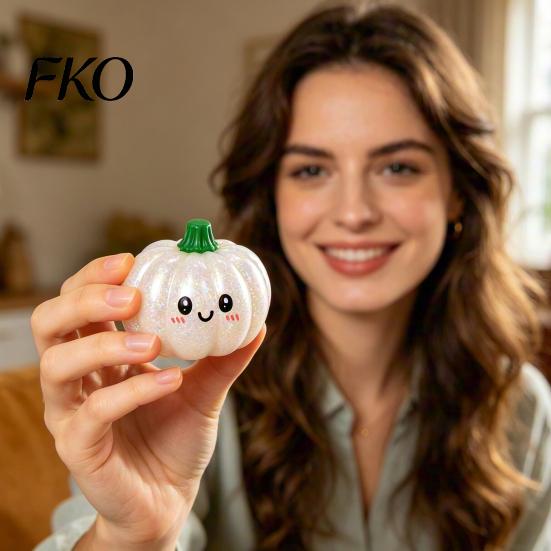 Anxiety Relief Toy Halloween Pumpkin Squeeze Stress Ball, Soft TPR Golden Glitter Fidget Ball for Kids Adults, Slow Rising Decompression Toy,