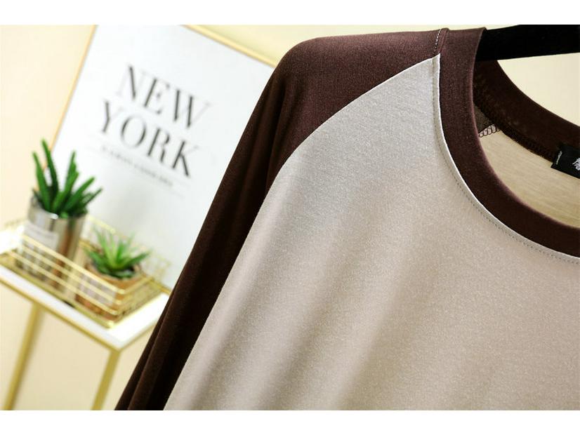 2024 Women's Black & White Color Block Raglan Long Sleeve Retro T-Shirt - Spring/Summer Loose & Slimming Base Layer