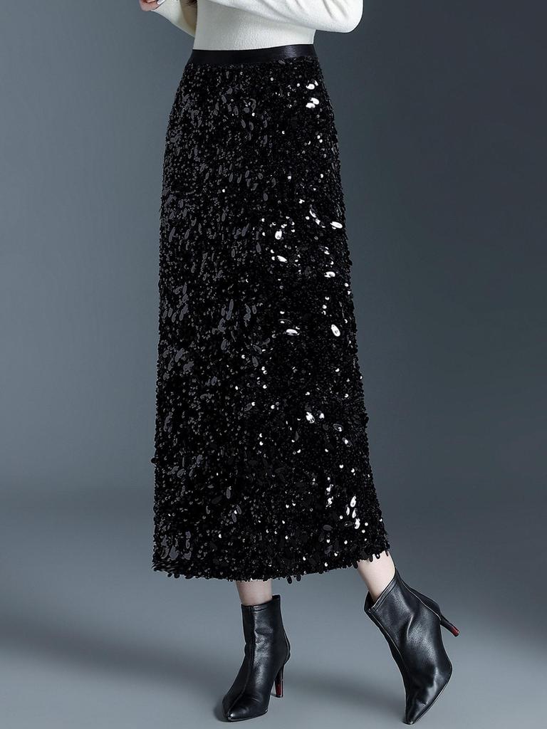 Sequined High-Waisted Slit Pencil Skirt - Winter 2025 Collection