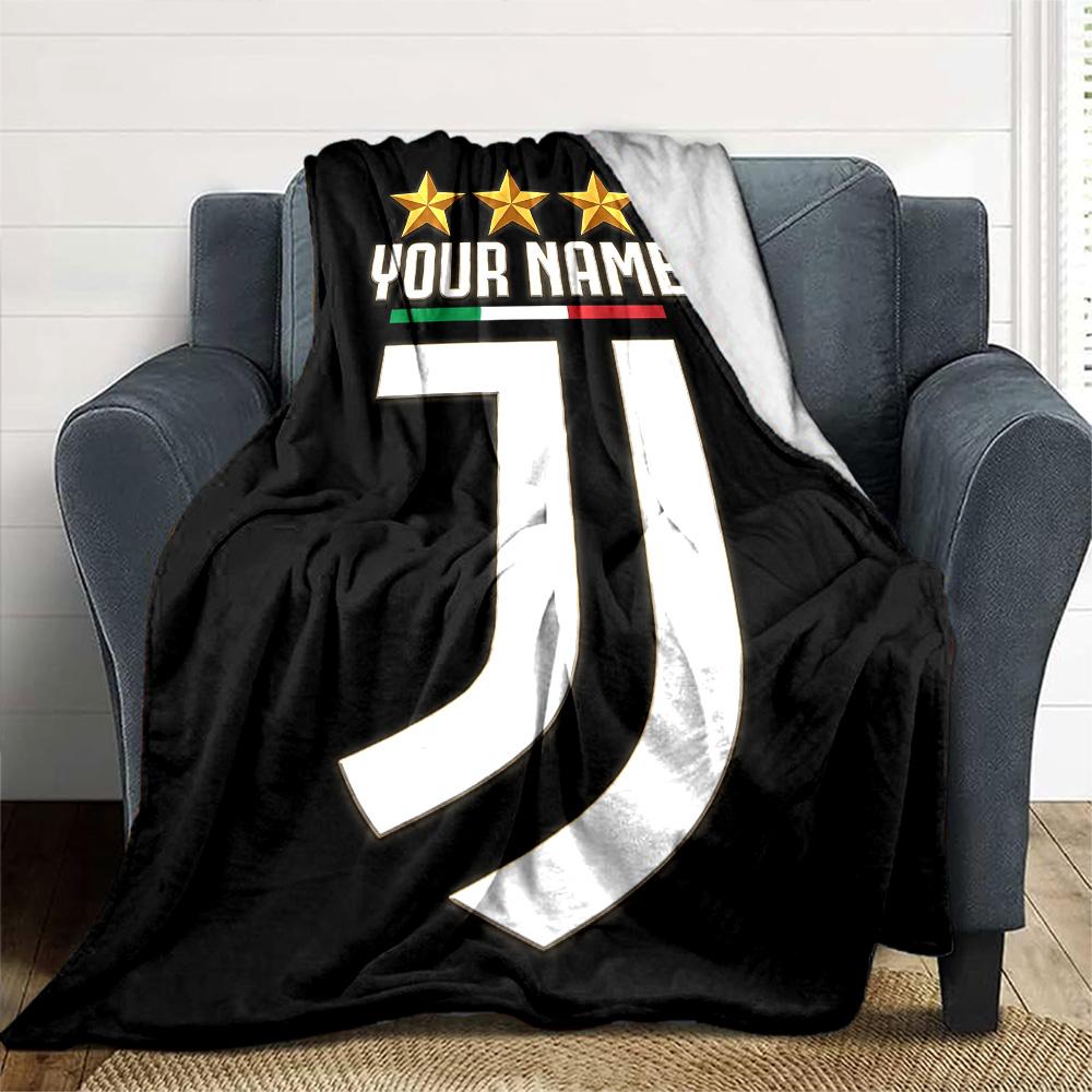 1pc Personalized Name Juventus Blanket, Gift, for Men and Women, Soft Blanket, Good for Sofa Bed Couch Travel, Lightweight Flannel Blanket