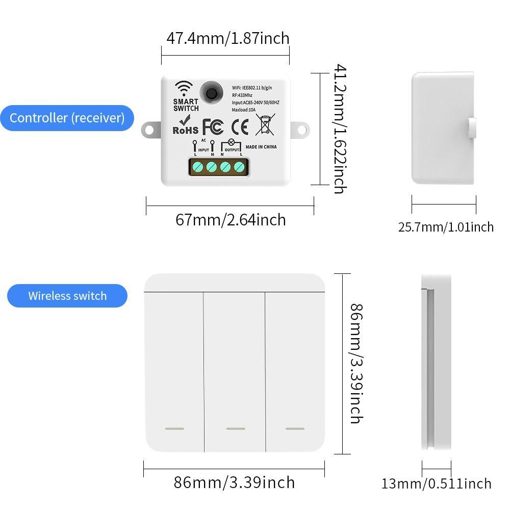 1/2/3Gang Wireless Smart Switch 433MHz Remote Control Switch Wall Panel Switch  Home Automation