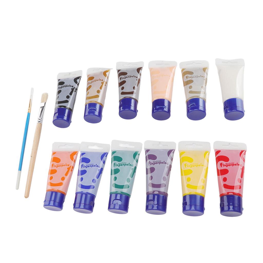 Fingerfarben-Set 12 Farben waschbare Kinder DIY Graffiti Fingerfarben-Set mit Schwamm Schablone Anleitung Stiften