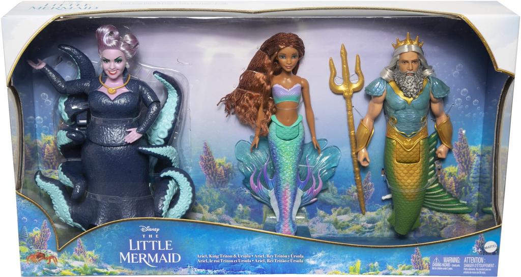 Disney Movie Little Ariel King Triton Ursula Doll Tail Can Move Years Old and HND28 / Live-action "The Mermaid" / / [3 Dolls] [Pretend Play] [Fine
