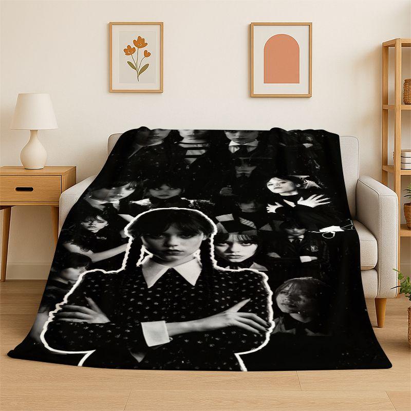 Classic W-Wednesday TV Soft Flannel Throw Blanket,Cozy Blanket for Bed,Couch,Sofa,Bedroom,Living Room,Travel,Picnic  Camping