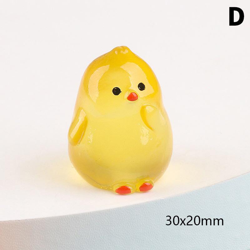 Glow-in-the-Dark Chick Mini Resin Luminous Chicken Ornament Statue Miniature Landscape Garden DIY Decoration