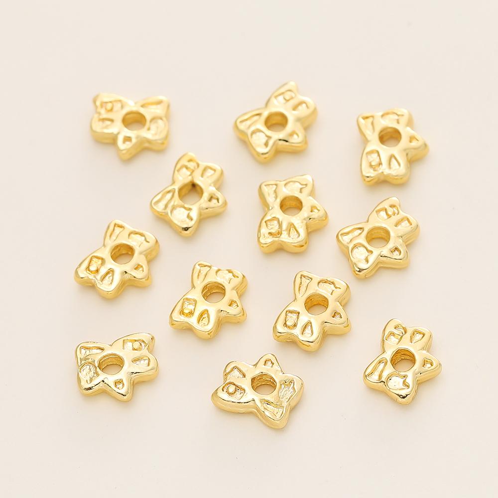 2/20Pcs/Pack 14/18K Gold Color Plated Metal Copper 4 Styles Spacer Beads For DIY Handmade Bracelet Jewelry Making Accessories