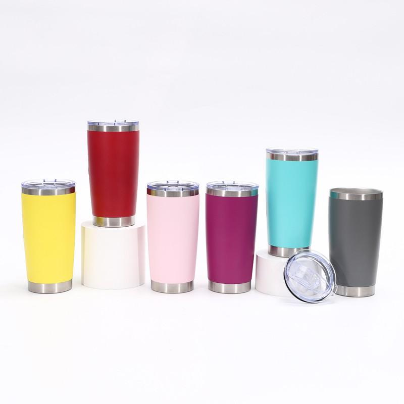 20oz Double Wall Vacuum Insulated Stainless Steel Travel Mug Car Office Home - Lightweight Portable Cup With Press Lid