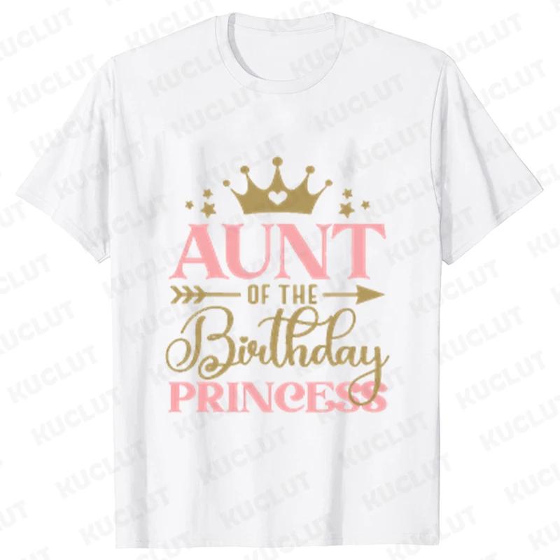 Birthday Princess Girls Party T-shirt Family Gathering Matching Sibling Tees White Unisex Kids Clothing Crown Graphic Y2k Tops
