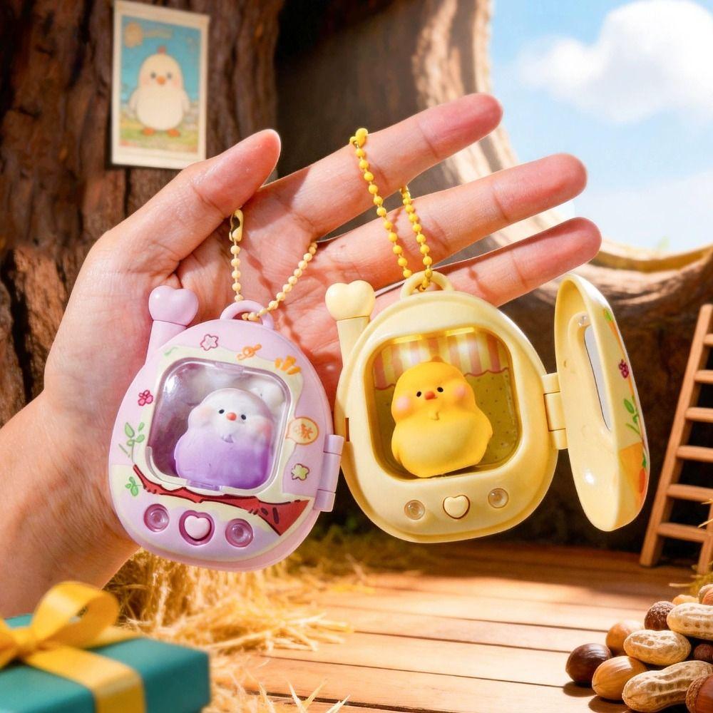 Retro Television Light Up Pendant Press Flash Birds Doll Keyring Parrot Keychain Birthday Gifts