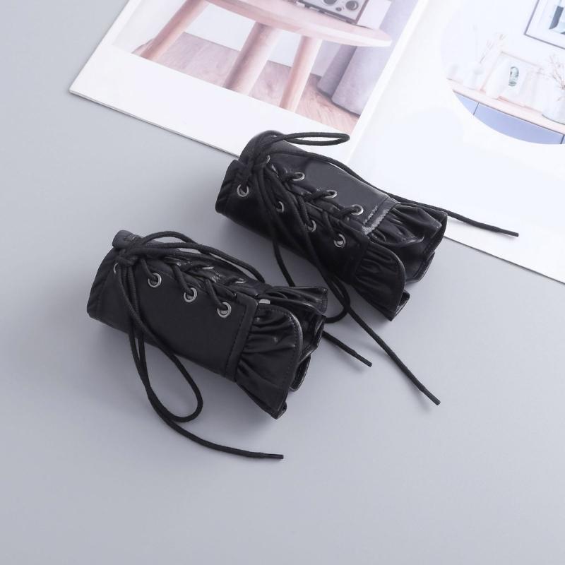 Premium PU Leather Gothic Cuffs With Adjustable Lace Up Design For Music Festivals And Costume Parties