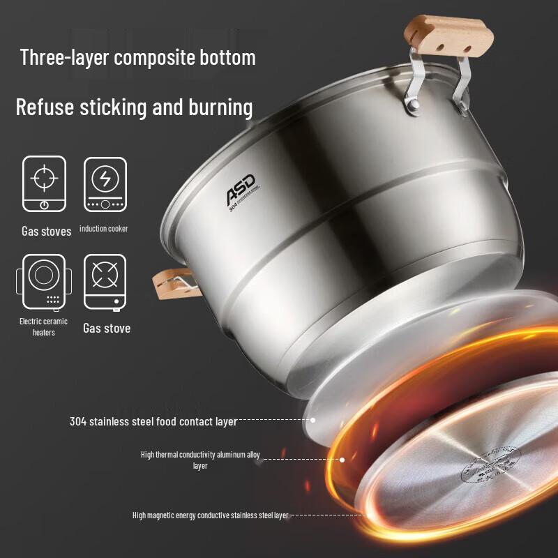ASD 3-Layer 32CM Stainless Steel Steamer Pot