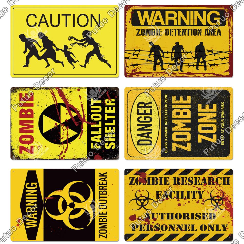 Decor Zombie Vintage Tin Sign Plaque Metal Plate Retro Posters Wall Decor for Bar Pub Club Man Cave Art Painting