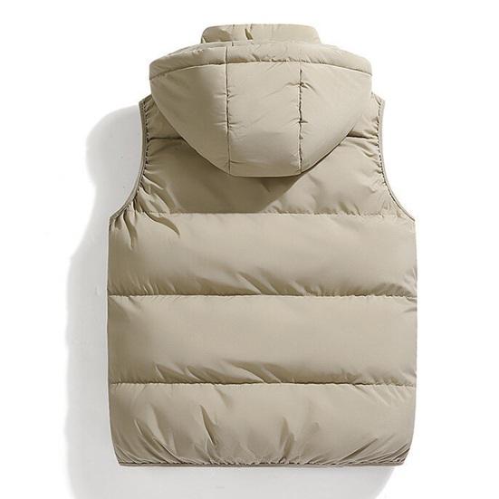 Pánská zimní bavlněná vesta Bez rukávů Kapuce na zip Kapsy Cardigan Zahuštěný Jednobarevný Větruodolný Udržování tepla Měkký Teplý Ležérní Kabát Vesta