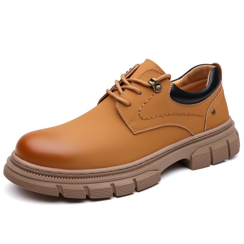 Retro-style Big Head Leather Shoes for Men Fashion Casual New Designer Outdoor Shoes Male Spring Autumn Platform Work Shoe Man