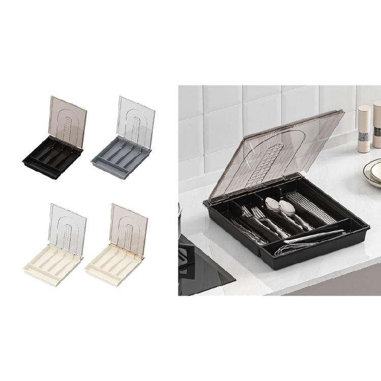 Dustproof Kitchen Cutlery Storage Box with Lid Convenient for Storage Carrying