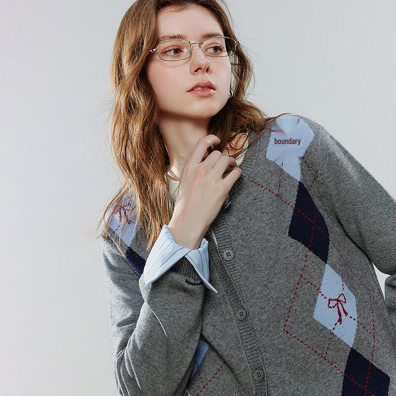 Retro Argyle Jacquard Knit Cardigan