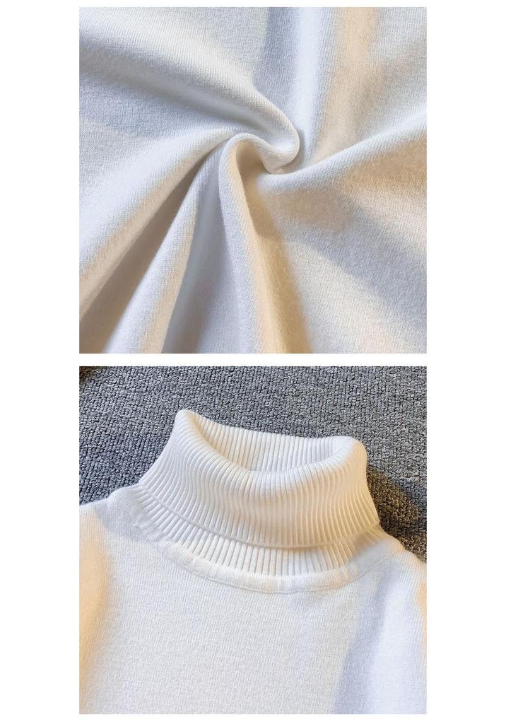 Men's Trendy High Neck Plus Velvet Sweater: Autumn/Winter Solid Color Knit Pullover