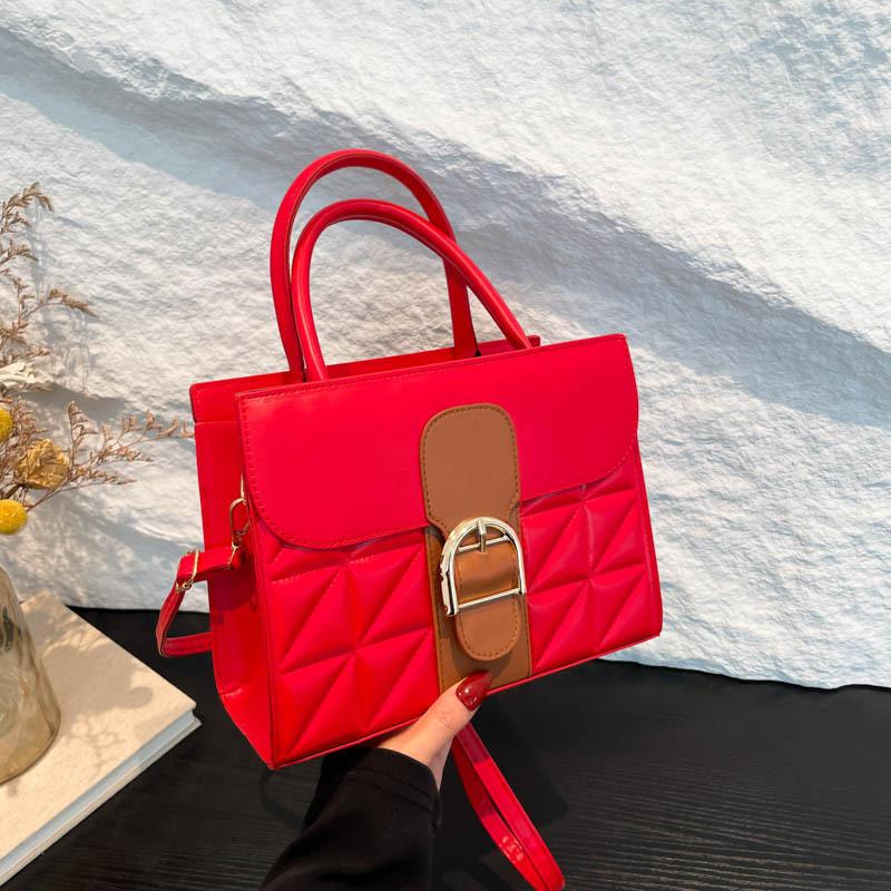 Trendy Vintage Color Block Handheld Small Square Bag For Women Fashionable And Versatile Design For Daily Use