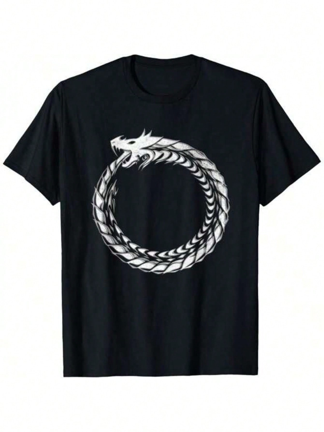 T-Shirt Featuring The Ouroboros Dragon Consuming Its Own Tail - An Ancient Magical Symbol S