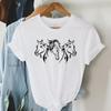 Harajuku Mode T-Shirt Druck Weiß Schwarz Pferd Grafik Damen T-Shirt Kurzarm Weiblich Sommer Pferd Lässig Locker T-Shirt