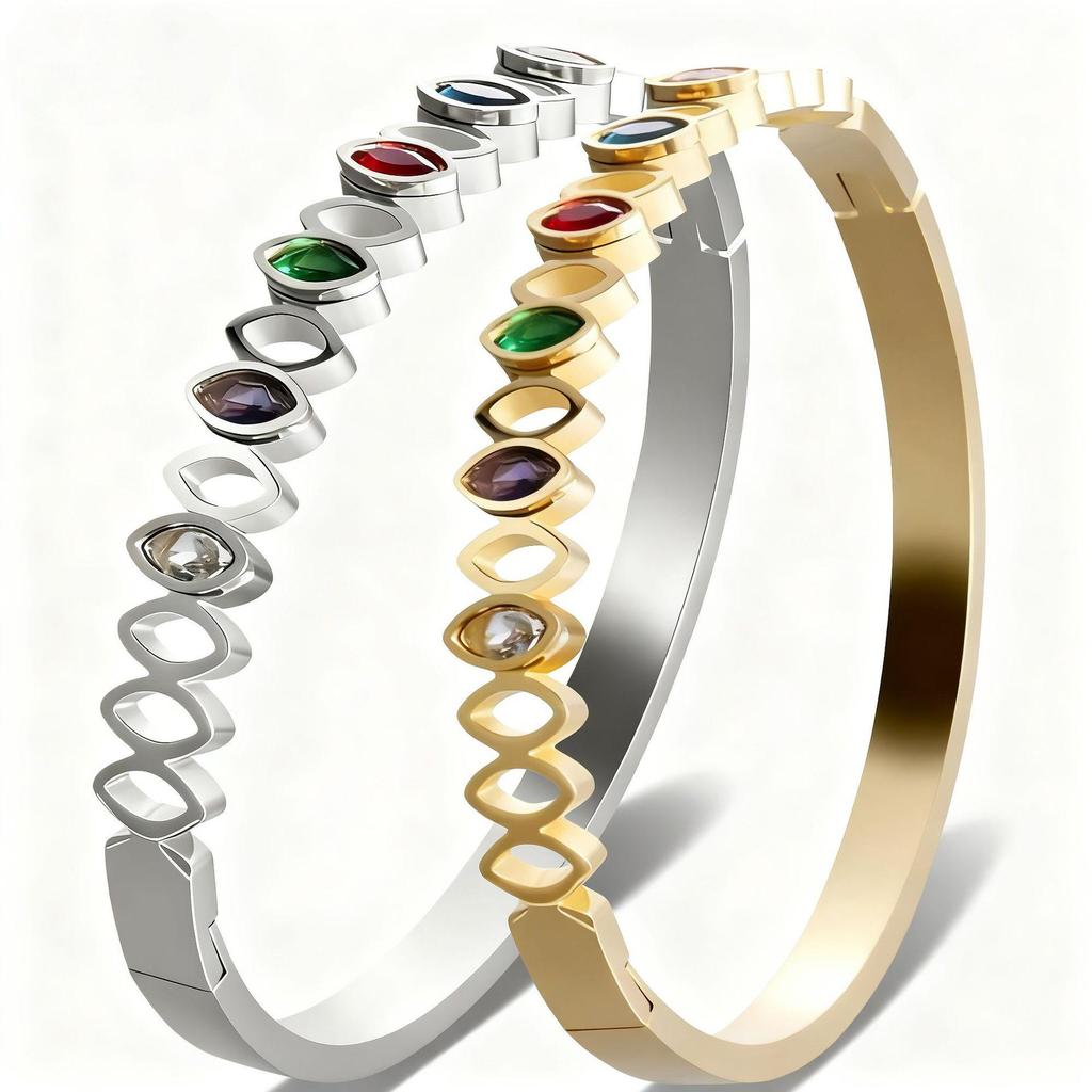 Elegant Gold-Plated Titanium Steel Women's Diamond Bracelet - Non-fading Jewelry