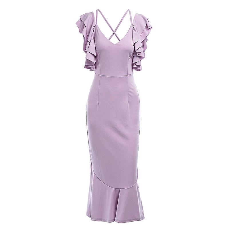 backless ruffle dress