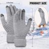 3pcs Winter Touch Screen Gloves with Clip Warm Elastic Knitted Full Finger Gloves for Men and Women for Outdoor Cycling Driving