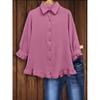 Womens Ice Silk Crinkle Polyester Shirt With Ruffled Trim Paneling For Elegant Office Wear
