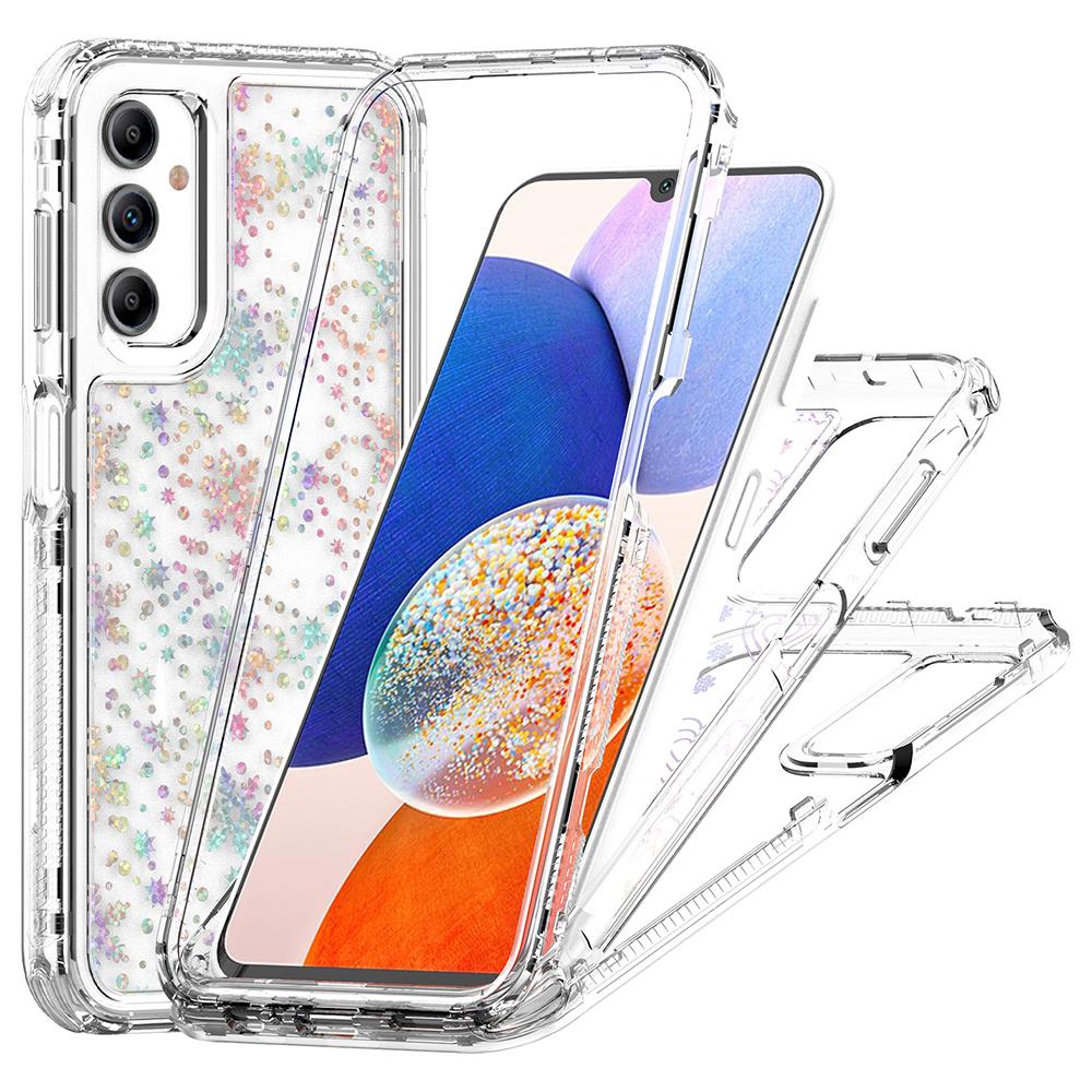 

For Samsung Galaxy A14 4G/5G Case Clear Acrylic TPU Hybrid Phone Cover with Laser-printed Film Snowflakes