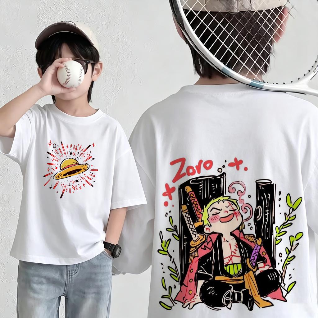 Summer New Arrival One Piece Pattern Tshirt unisex anime print casual shortsleeved fashionable streetwear top Y2K style
