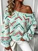 Cozy One-Shoulder Long Sleeve Knit Sweater for Women - Warm Christmas Autumn/Winter Style 2026