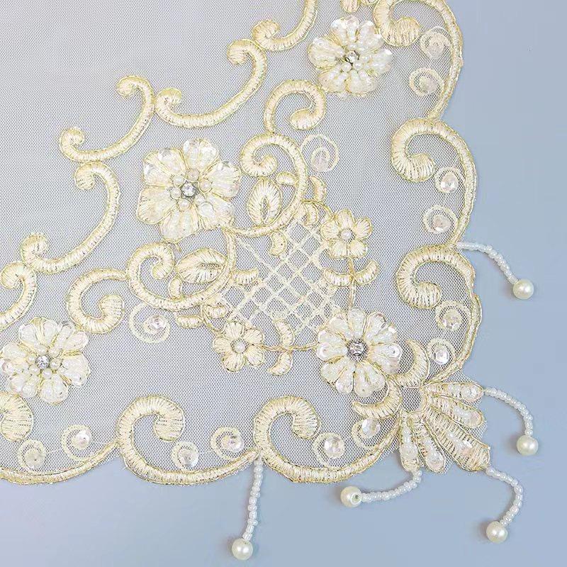 High quality beads flowers Embroidery table cloth cover wedding tablecloth kitchen Christmas Table decoration and accessories