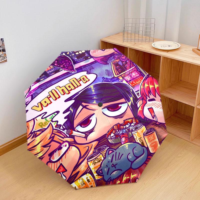 CyberpunkBar Pattern Pattern New Style Umbrella, 1 Piece Automatic Folding Umbrella, Portable Foldable Travel Umbrella, Outdoor Umbrella,Birthday Gift