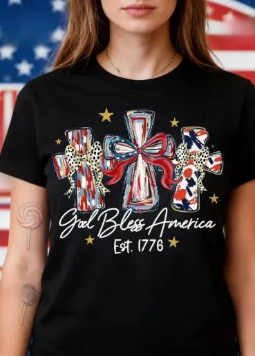 Women s God Bless America 250th Anniversary Patriotic Graphic T-Shirt M