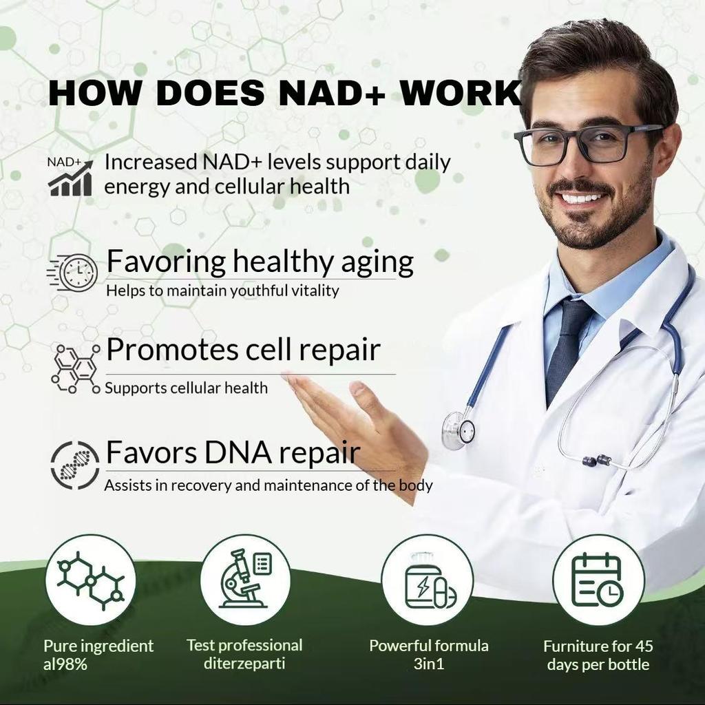 Windboss NAD+ Liposomaal NR 900mg met Quercetine, Trans-Resveratrol en NMN - Verbeterde Energie en Concentratie N01