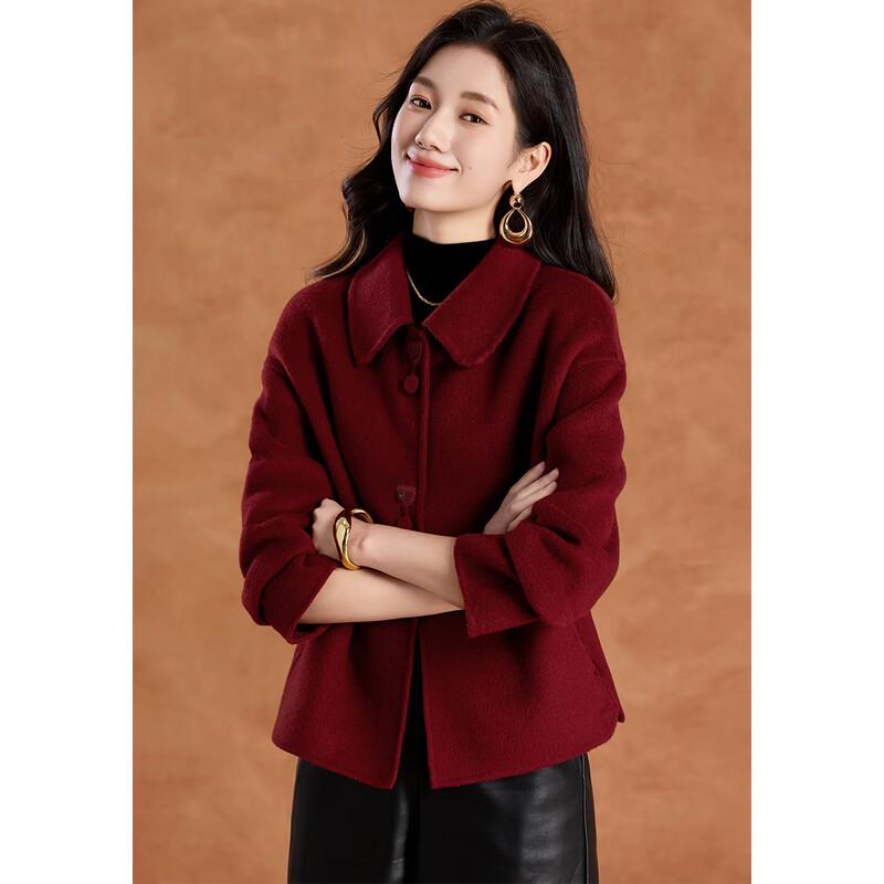 Women's Elegant Sheep Wool Blend Double-Faced Coat