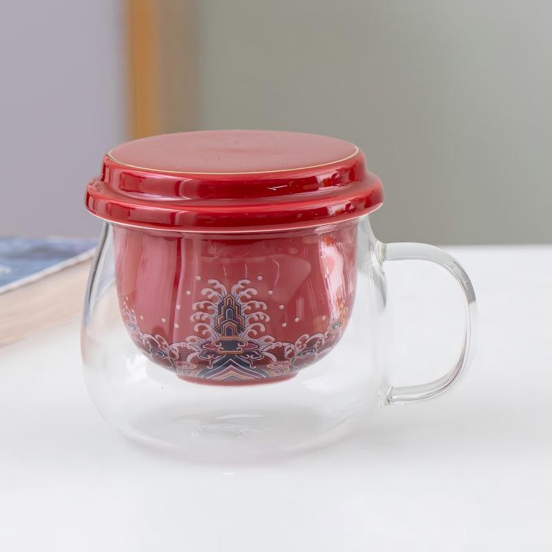 Shangqi Wave Glass Tea Mug with Ceramic Infuser