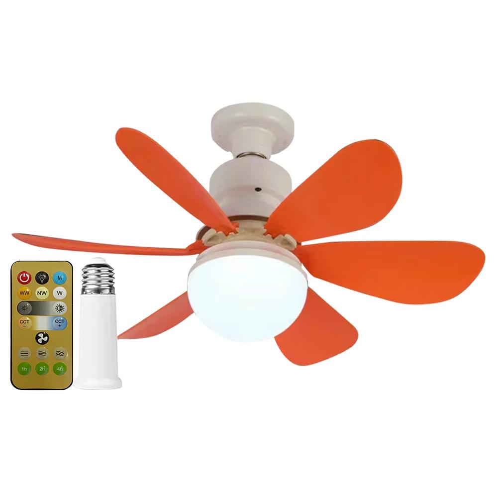 E27 Fassung Ventilator LED Licht E27 Sockel 42cm Innen Deckenventilator Licht Dimmbar Flacher Deckenventilator für Schlafzimmer Wohnzimmer Küche