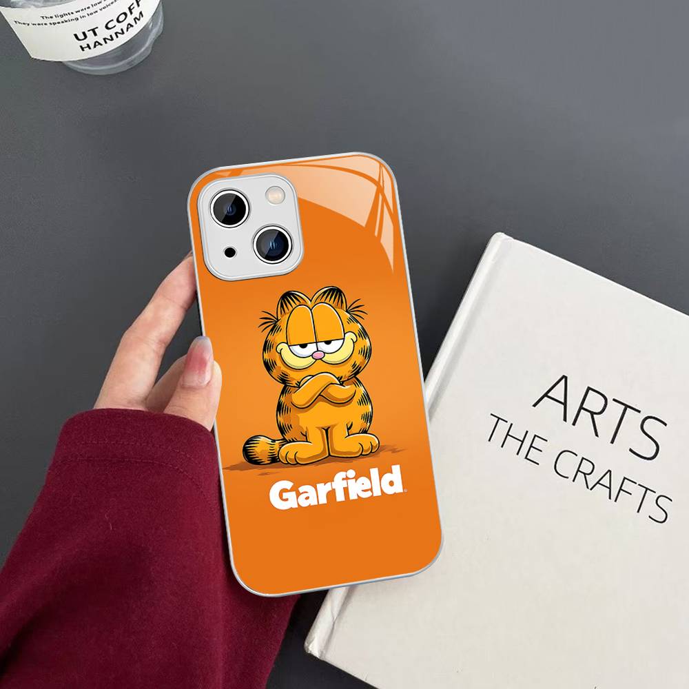 Kawaii Classic G-garfields Cat Tempered Glass For Iphone 14 13 12 11 Pro Mini XS MAX 14Plus X XS XR Cover