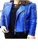 Noora Women's Blue Motorcycle Biker Leather Jacket | Stylish Leather Jacket | Gift For Her |