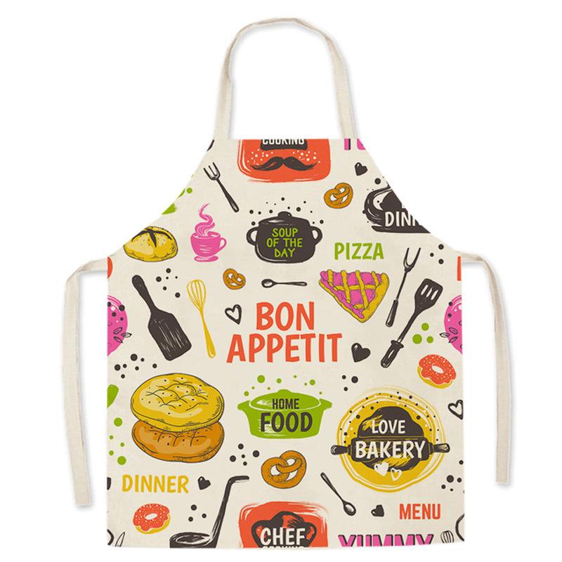 unframed Fashion Kitchen Apron for Men Women Kid Lemon Desserts Printed Cotton Linen Sleeveless Aprons Home Cooking Baking Clean