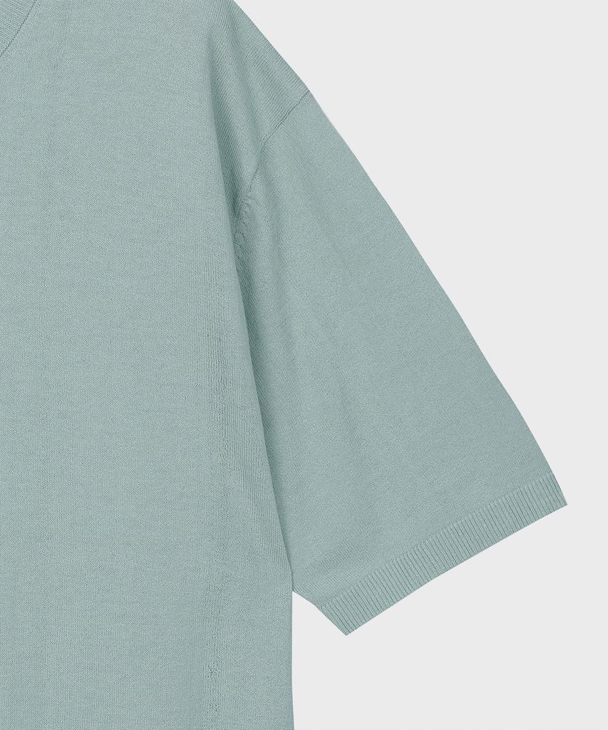 BASIC HOUSE Uni Cotton Round Neck Short Sleeve Knit Mint Lwkt3101