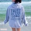 TRUST IN THE LORD Women Plus Size Casual Hooded Sweatshirt Solid Color Letter Printed Long Sleeve Plush Sweatshirt